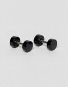 Asos Slim Plug Earrings In Black - Multi