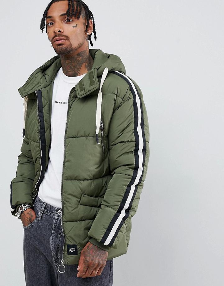 Sixth June Puffer Jacket In Khaki - Green