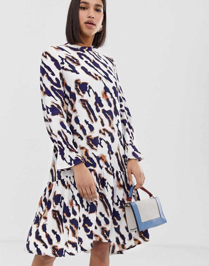 Vero Moda Abstract Animal Smock Dress - White
