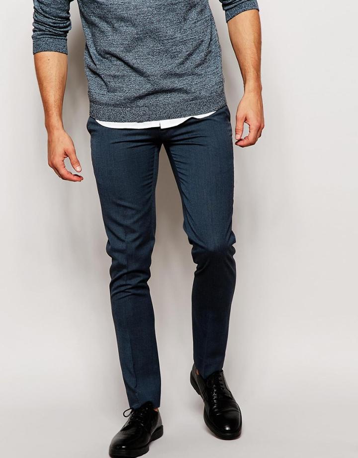 Asos Super Skinny Fit Smart Pants - Blue