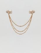 Asos Design Leaf Collar Tips In Gold - Gold