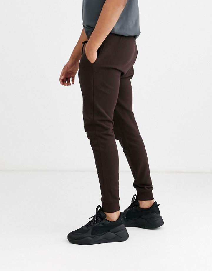 Asos Design Skinny Sweatpants In Brown