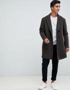 Selected Homme Oversized Double Breasted Recycled Wool Overcoat - Brown