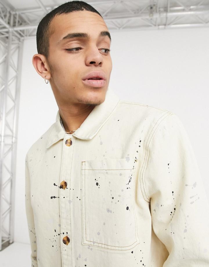 Jaded London Denim Jacket In Ecru-neutral