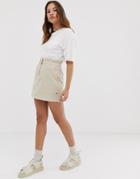 Pull & Bear Pacific Elastic Top Skirt In Beige - Beige
