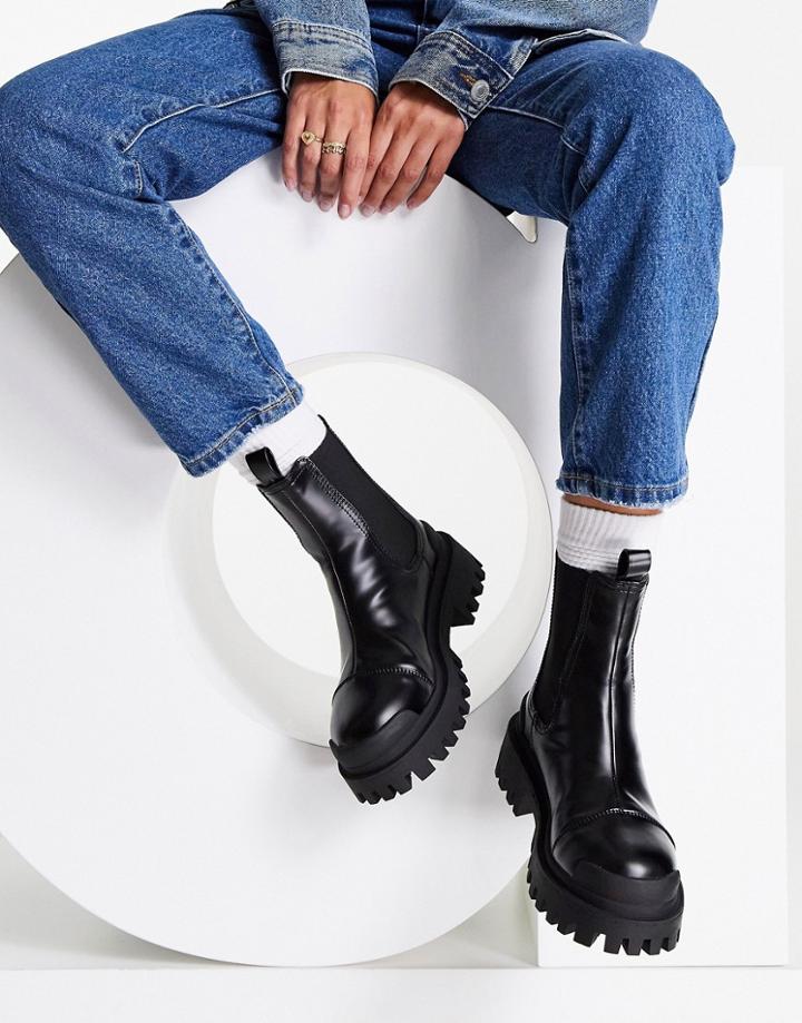 Asos Design Alas Chunky Chelsea Boots In Black