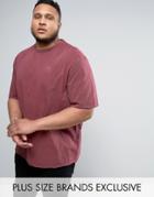 Puma Plus Distressed Oversized T-shirt In Burgundy Exclusive To Asos 57530701 - Red