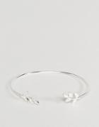 Asos Dainty Leaf Open Cuff Bracelet - Silver