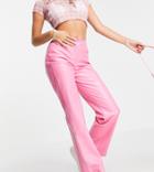 Collusion Straight Leg Pants With Seam Detail In Bright Pink Pu