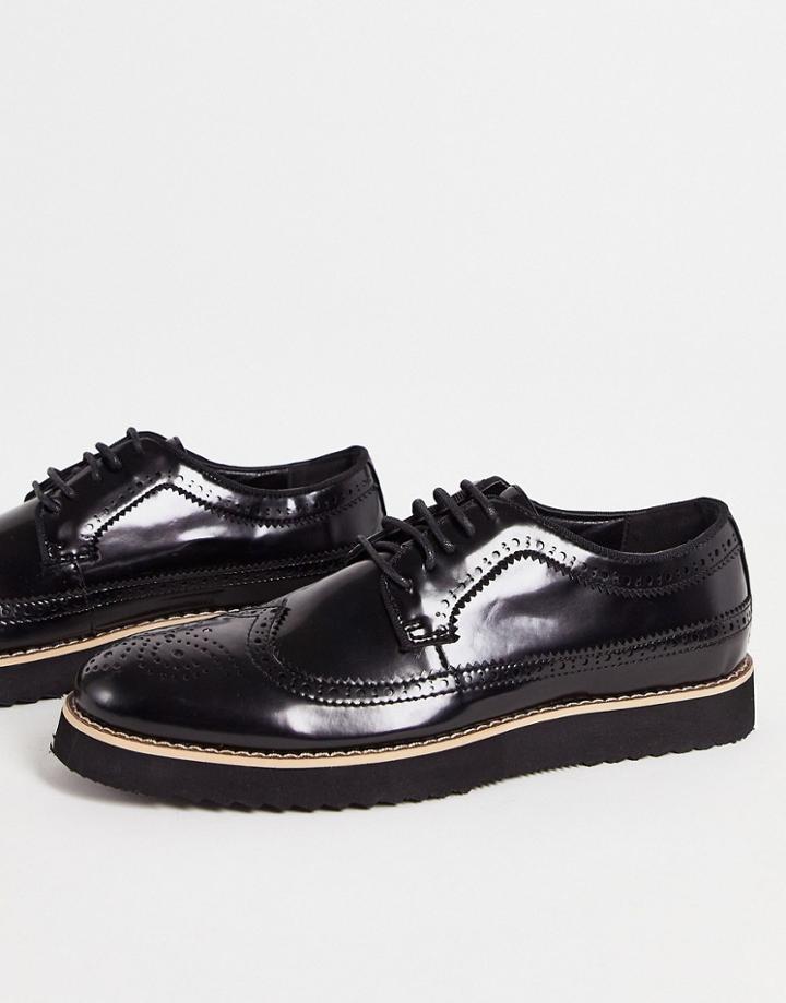 Truffle Collection Casual Lace Up Brogues In Black