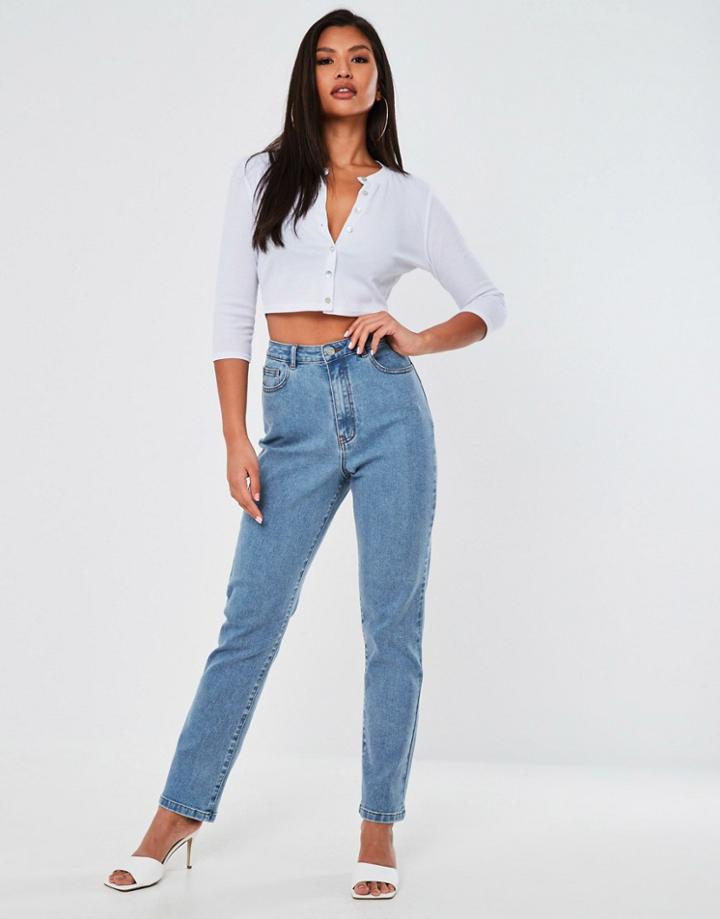 Missguided Straight Leg Jeans In Light Blue Wash