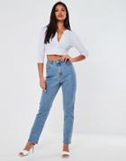 Missguided Straight Leg Jeans In Light Blue Wash