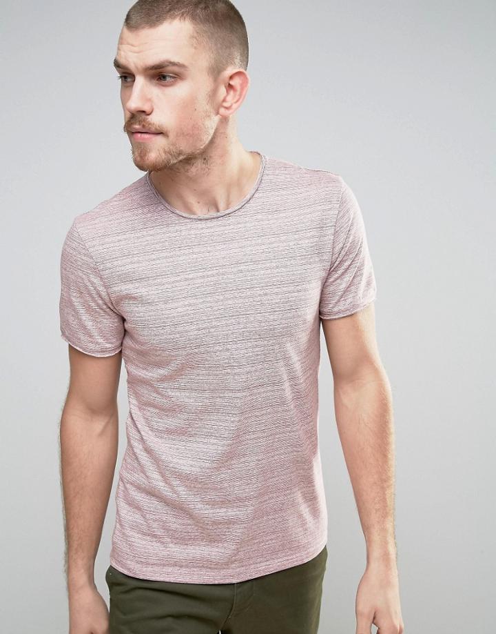 Selected Homme T-shirt In Marl Stripe - Red