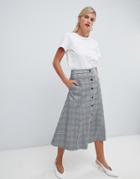 Vila Check Button Through Skirt - Multi