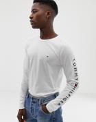 Tommy Hilfiger Sleeve Logo Long Sleeve Top In White - White