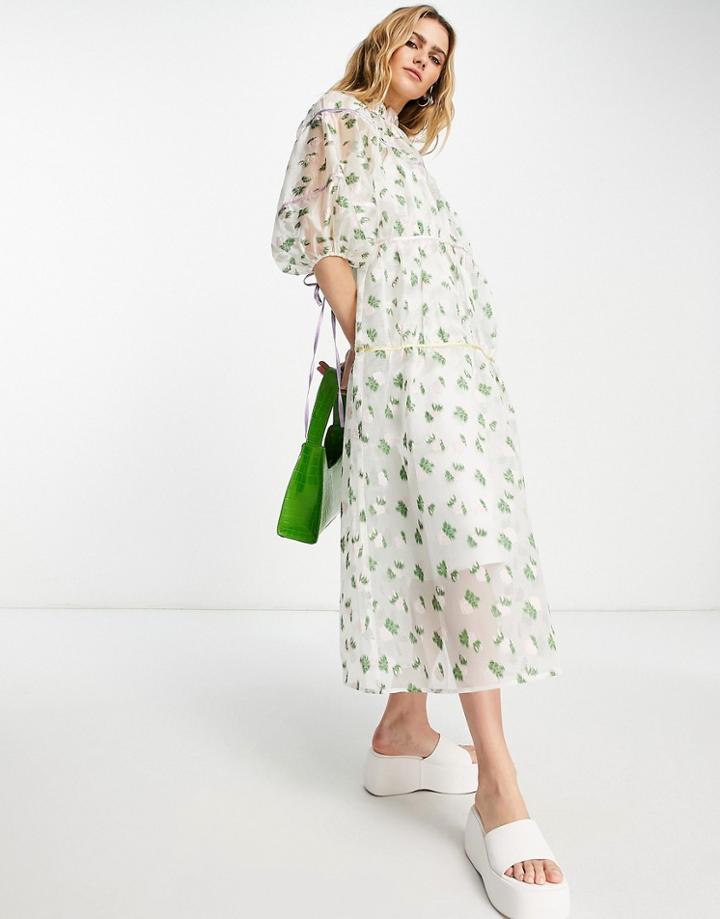 Lost Ink Tiered Binding Detail Midaxi Dress In Multi