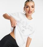 Asyou Branded Embroidery T-shirt In White