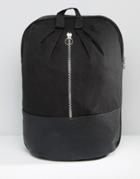 Asos Backpack With Front Metal Zip - Black