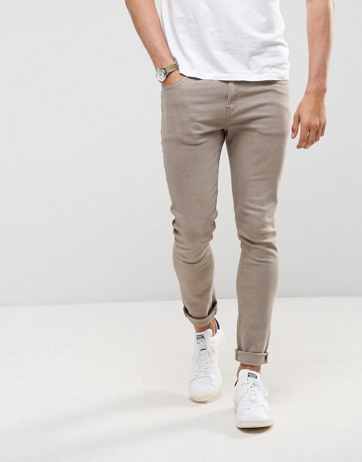 Ldn Dnm Spray On Jeans In Tobacco - Brown