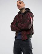 Alpha Industries Hunter 2 Hooded Bomber Jacket In Iridium Burgundy - Red