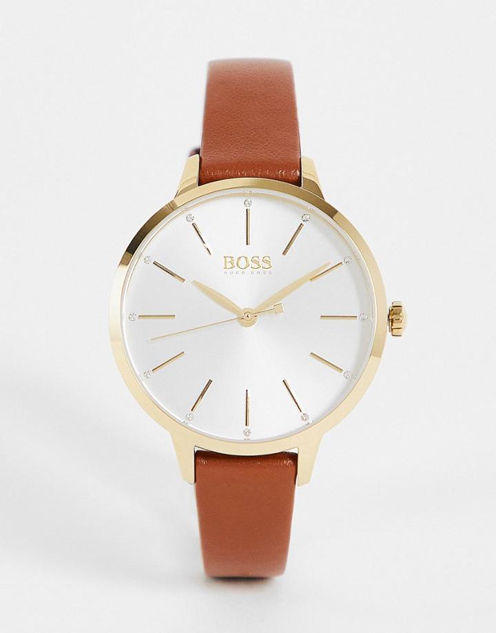 Boss Women's Leather Watch In Tan 1502610-brown