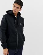 Original Penguin Icon Logo Full Zip Hoodie In Black - Black