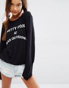 Wildfox Bad Decision Baggy Beach Top - Jet Black With White