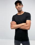 Liquor & Poker Muscle Fit T-shirt Raw Hem Scoop Neck - Black