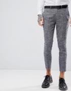 Gianni Feraud Skinny Fit Nepp Cropped Suit Pants - Navy