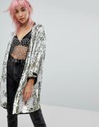 Ragyard Festival Gold & White Sequin Kimono - Gold