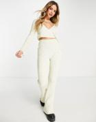 Miss Selfridge Space Dye Knit Rib Kickflare Pants - Part Of A Set-multi
