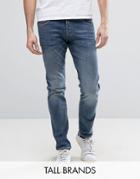 Jack & Jones Tall Intelligence Jeans In Slim Fit Washed Denim - Blue
