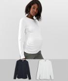 Asos Design Maternity Ultimate Top With Long Sleeve And Crew Neck 2 Pack Save-multi