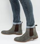 Asos Chelsea Boots In Gray Suede - Wide Fit Available - Gray