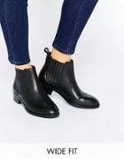 Asos About Time Wide Fit Leather Chelsea Boots - Black