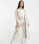 Asos Design Petite Chuck On Trench In Natural-neutral