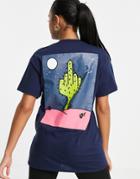 New Love Club Oversized T-shirt With Midnight Cactus Graphic Back Print In Navy-blues