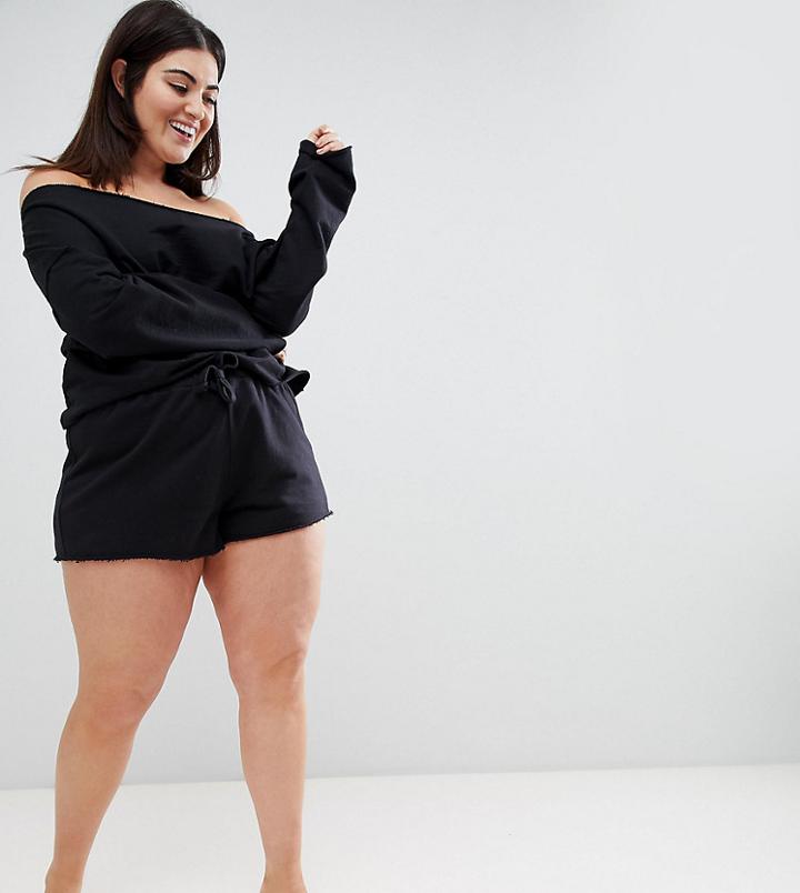 Asos Design Curve Raw Edge Short - Black