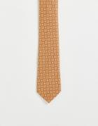 Asos Design Recycled Slim Tie With 70s Floral Design In Mustard-yellow