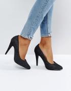 New Look Glitter Cone Heel Court Shoe - Silver
