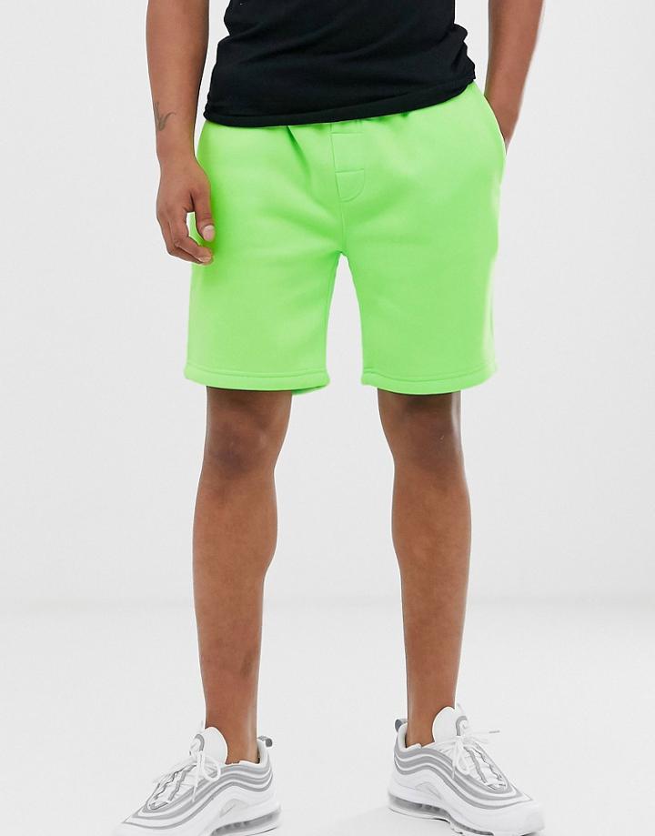 Brave Soul Neon Sweat Shorts - Green
