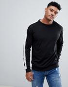 Asos Design Retro Track Sweatshirt In Black With White Side Stripe - Black
