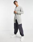 Jack & Jones Originals Open Longline Cardigan In Light Gray