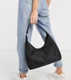 Glamorous Exclusive Curved Nylon Shoulder Bag In Black
