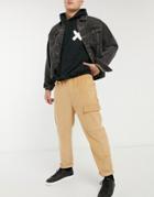 Asos Design Relaxed Skater Fit Cargo Pants In Corduroy-neutral