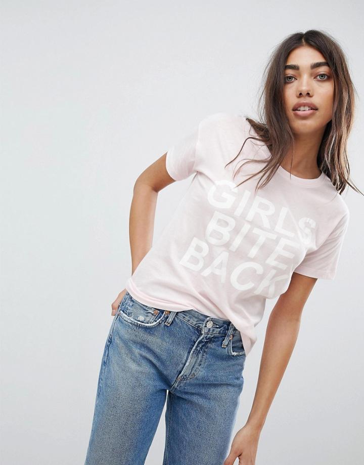 Noisy May Girly Bite Back Print T-shirt - Pink