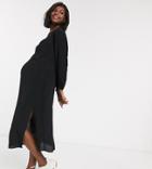 New Look Maternity Long Sleeve Midaxi Dress With Side Slit In Black
