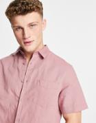 River Island Short Sleeve Linen Shirt In Rust-red