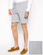 Asos Slim Fit Shorts In Ticking Stripe - Gray