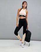 New Look Seam Free Rib Two-tone Leggings - Pink